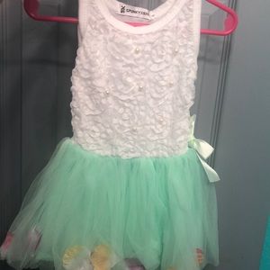 Green flower petal dress